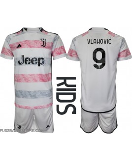 Günstige Juventus Dusan Vlahovic #9 Auswärts Trikotsatzt Kinder 2023-24 Kurzarm (+ Kurze Hosen)